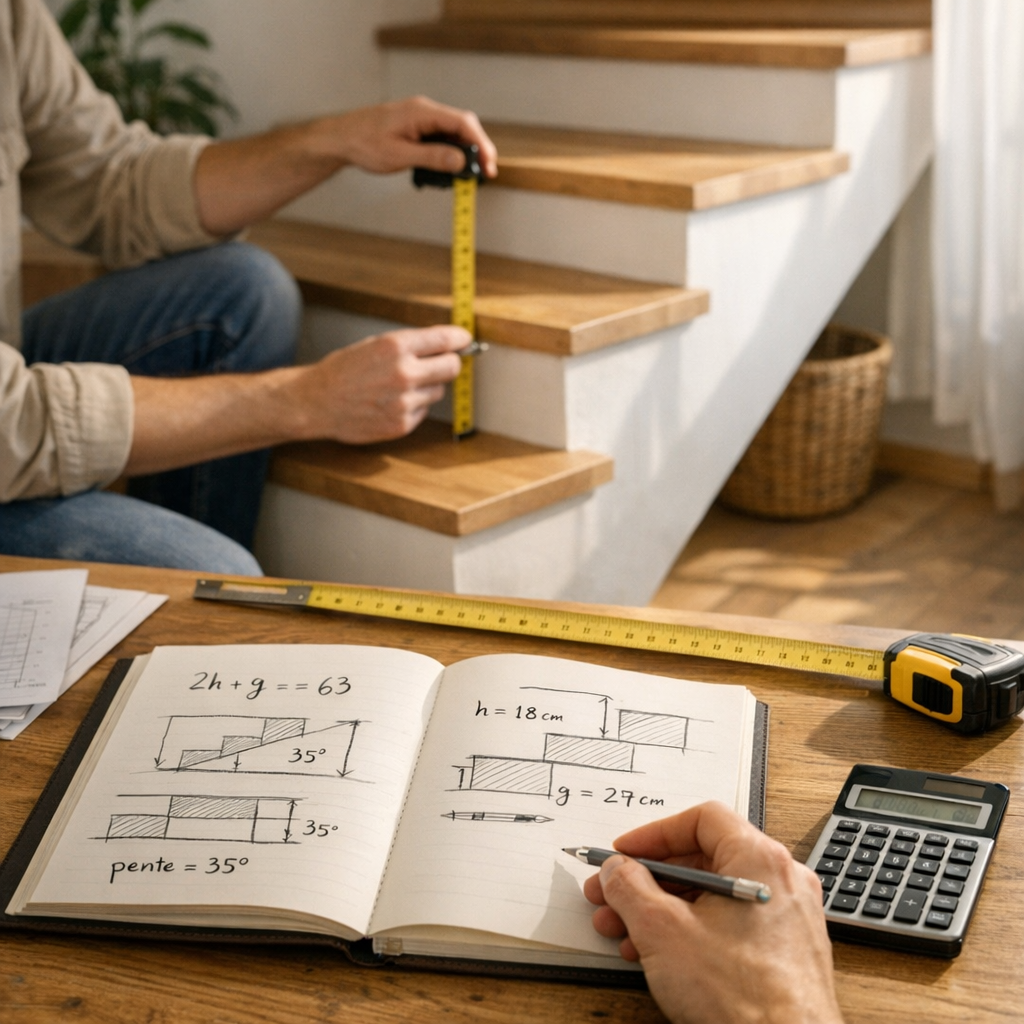 Appliquer le calcul : nombre de marches, giron, pente et loi de Blondel