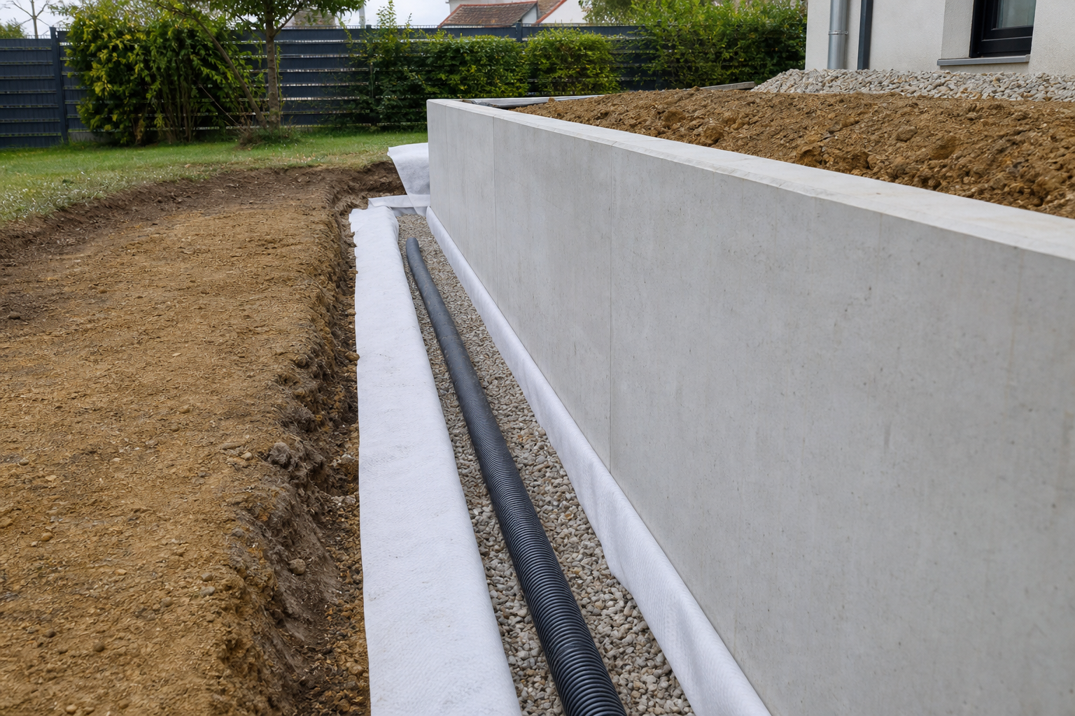 Le drain pour mur de soutènement : pose et évacuation de l’eau