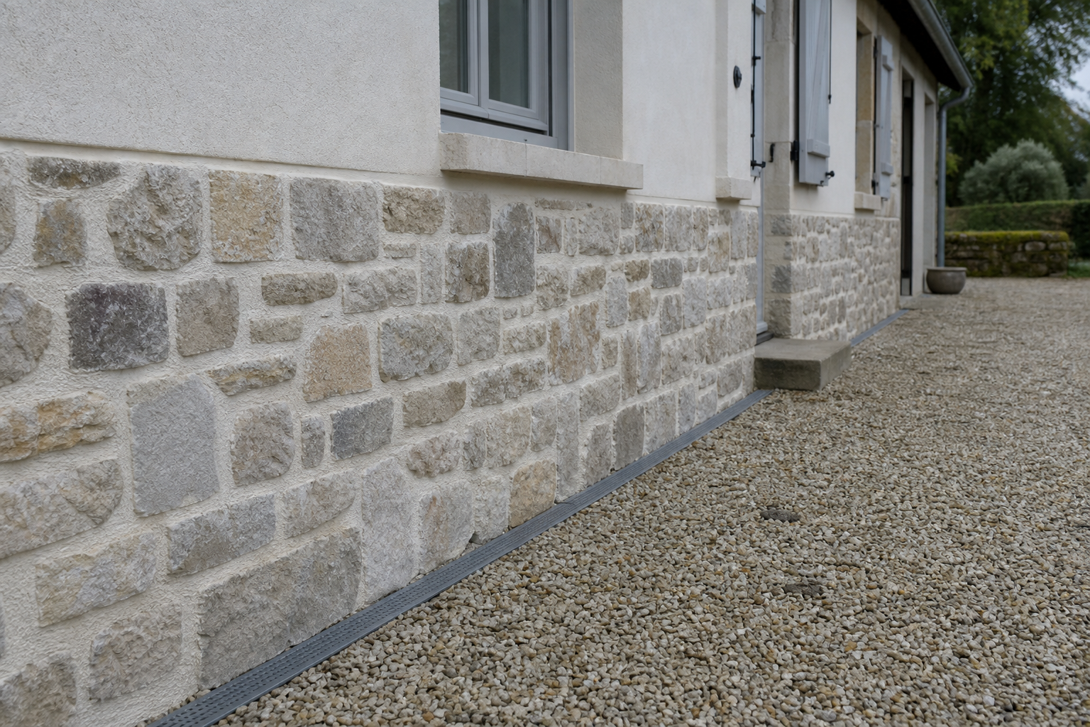 Le soubassement d’un mur extérieur protège la façade durablement
